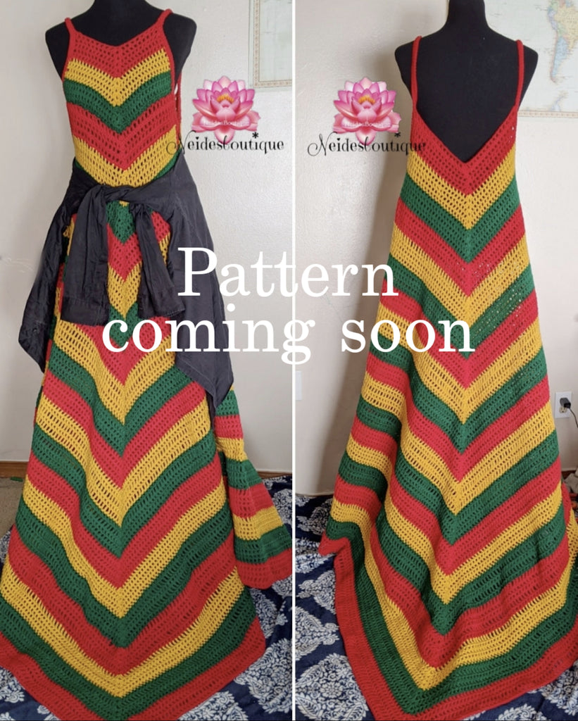 Rasta dress, Rasta Crochet dress, Badu dress