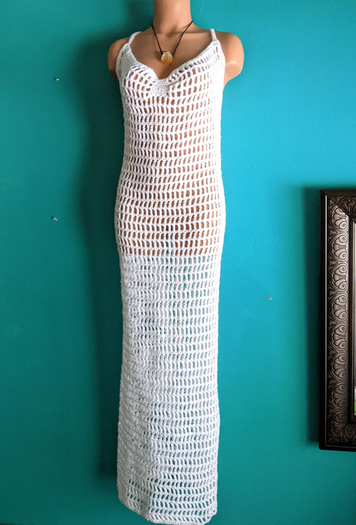 white christmas dresses Marleen Crochet Maxi Dress (Nude) main image 0