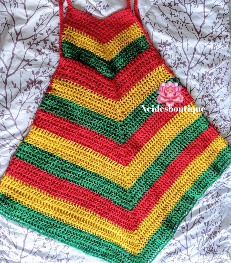 rasta crochet dress Jamaica Mesh Crochet Dress