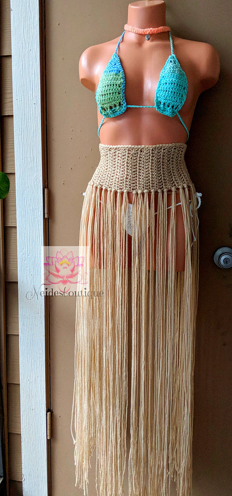 Fringe skirt bathing 2025 suit cover up