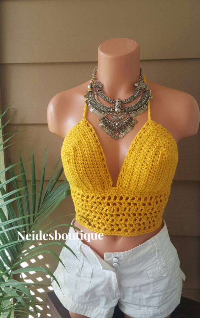 La cubanita top, Crochet bralette, crochet crop top,boho,crochet halte –  Neides-Boutique