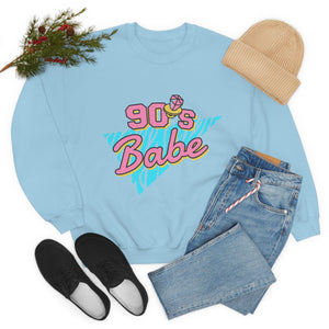 90's Babe Sweatshirt, Pink blue shirt, Unisex Heavy Blend Crewneck Sweatshirt