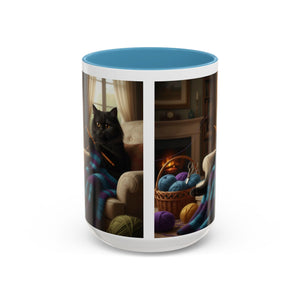 Cute Black cat knitting mug Crochet cat coffee mug coffee yarn lover Mug Coffee Cup It's a Good Day to start fresh Mug, coworker Gift Mug for Coffee