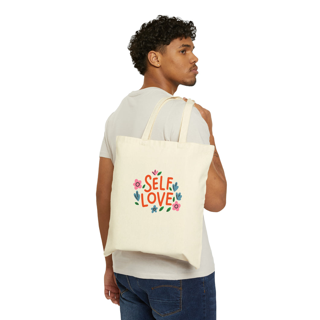 Self love tote floral Beach tote cute beach bag salty bag tote best friend gift Cotton Canvas Tote crochet lover gift birthday gift for her gift for him