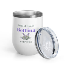 Maid of Honor Personalized Wine Tumbler — Custom Name & Date Floral 12oz