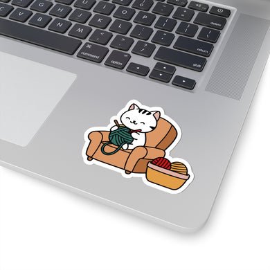Knitting cat sticker Crochet yarn sticker crochet lover sticker yarn knit sticker gift for her bestfriend gift KissCut Stickers Halloween stickers yoga sticker