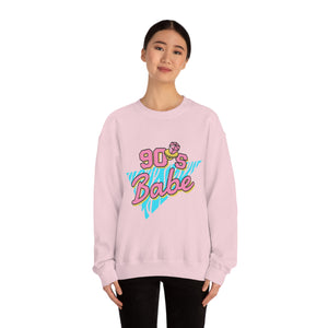 90's Babe Sweatshirt, Pink blue shirt, Unisex Heavy Blend Crewneck Sweatshirt