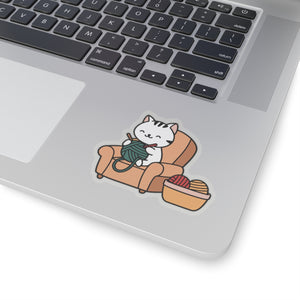 Knitting cat sticker Crochet yarn sticker crochet lover sticker yarn knit sticker gift for her bestfriend gift KissCut Stickers Halloween stickers yoga sticker