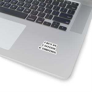 Funny coffee sticker motivational sticker run on caffeine n ambition sticker  gift for her gift for him sticker galantines gift coffee lover
