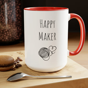 Happy maker mug Knitting lover mug Crochet lover gift heart yarn mug gift for her Mug funny gift for wife Coffee Mugs tea Christmas gift