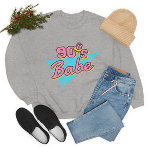 90's Babe Sweatshirt, Pink blue shirt, Unisex Heavy Blend Crewneck Sweatshirt