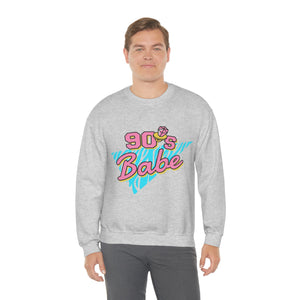 90's Babe Sweatshirt, Pink blue shirt, Unisex Heavy Blend Crewneck Sweatshirt