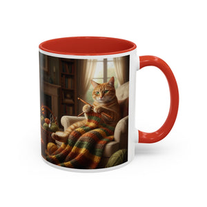 Cute Orange cat knitting mug Crochet cat coffee mug coffee yarn lover Mug Coffee Cup It's a Good Day to start fresh Mug, coworker Gift Mug for Coffee