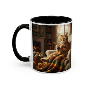 Cute Orange cat knitting mug Crochet cat coffee mug coffee yarn lover Mug Coffee Cup It's a Good Day to start fresh Mug, coworker Gift Mug for Coffee