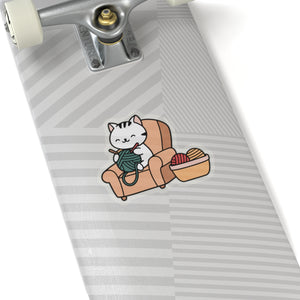 Knitting cat sticker Crochet yarn sticker crochet lover sticker yarn knit sticker gift for her bestfriend gift KissCut Stickers Halloween stickers yoga sticker