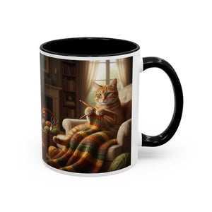 Cute Orange cat knitting mug Crochet cat coffee mug coffee yarn lover Mug Coffee Cup It's a Good Day to start fresh Mug, coworker Gift Mug for Coffee