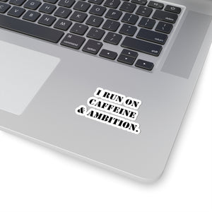 Funny coffee sticker motivational sticker run on caffeine n ambition sticker  gift for her gift for him sticker galantines gift coffee lover