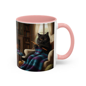Cute Black cat knitting mug Crochet cat coffee mug coffee yarn lover Mug Coffee Cup It's a Good Day to start fresh Mug, coworker Gift Mug for Coffee