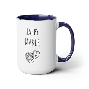 Happy maker mug Knitting lover mug Crochet lover gift heart yarn mug gift for her Mug funny gift for wife Coffee Mugs tea Christmas gift