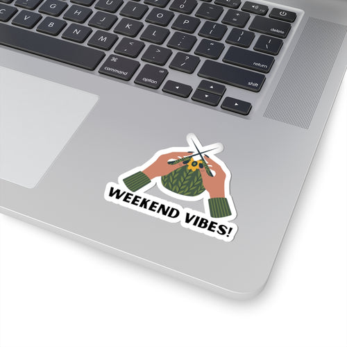 Weekend vibes sticker knitting stickers crochet gift cat lover gift for her bestfriend gift KissCut Stickers Halloween stickers yoga sticker