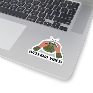 Weekend vibes sticker knitting stickers crochet gift cat lover gift for her bestfriend gift KissCut Stickers Halloween stickers yoga sticker