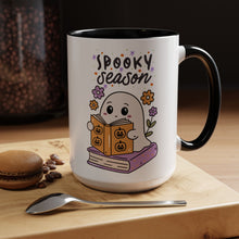 Cute Spooky Ghosts Mug Halloween Mug spooky season mug book lover bookish mug fall leaves and spiders Coffee Mug Christmas gift bestie