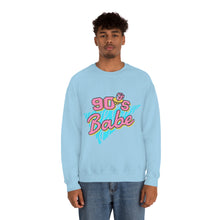 90's Babe Sweatshirt, Pink blue shirt, Unisex Heavy Blend Crewneck Sweatshirt
