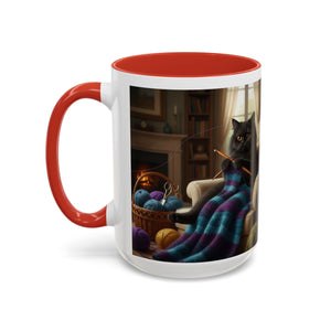 Cute Black cat knitting mug Crochet cat coffee mug coffee yarn lover Mug Coffee Cup It's a Good Day to start fresh Mug, coworker Gift Mug for Coffee