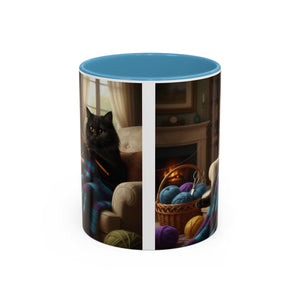 Cute Black cat knitting mug Crochet cat coffee mug coffee yarn lover Mug Coffee Cup It's a Good Day to start fresh Mug, coworker Gift Mug for Coffee
