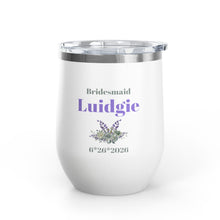 Bridesmaid Personalized Wine Tumbler – Custom Name & Wedding Date (12 oz)