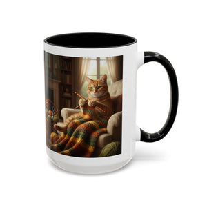 Cute Orange cat knitting mug Crochet cat coffee mug coffee yarn lover Mug Coffee Cup It's a Good Day to start fresh Mug, coworker Gift Mug for Coffee