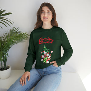 Funny Cat Christmas sweater funny Kitty Christmas tree sweatshirt Family Cat lover gift for gift for him Merry Bright Christmas sweatshirt