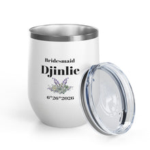 Bridesmaid Personalized Wine Tumbler – Custom Name & Wedding Date (12oz)