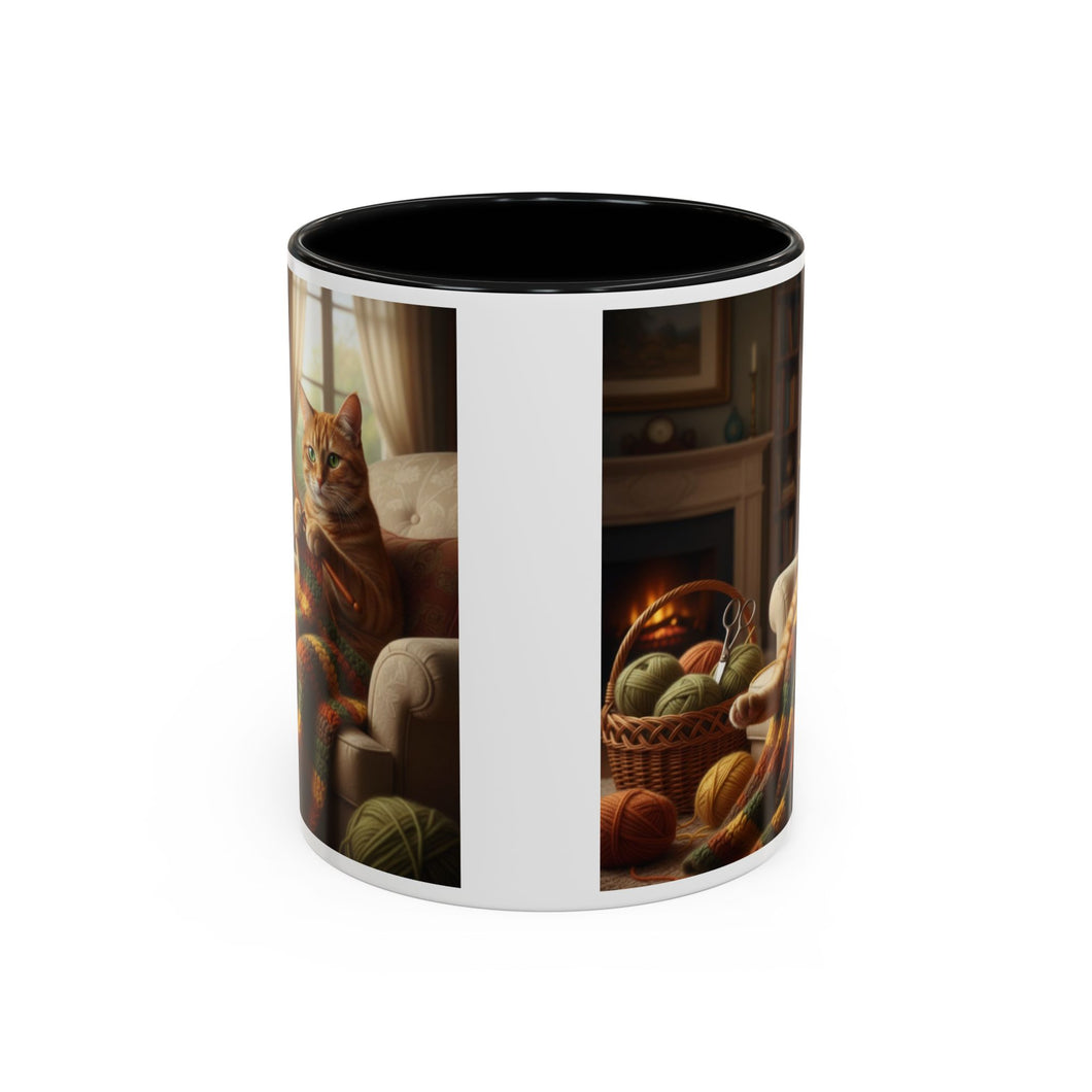 Cute Orange cat knitting mug Crochet cat coffee mug coffee yarn lover Mug Coffee Cup It's a Good Day to start fresh Mug, coworker Gift Mug for Coffee