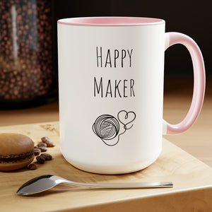 Happy maker mug Knitting lover mug Crochet lover gift heart yarn mug gift for her Mug funny gift for wife Coffee Mugs tea Christmas gift