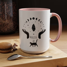 Magical Witchy Mug Moon Phases Black Cat Accent Coffee Cup (11, 15oz) Pagan Wiccan Kitchen Decor Halloween Gift Christmas gift for her,