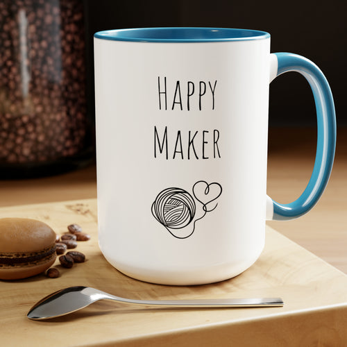 Happy maker mug Knitting lover mug Crochet lover gift heart yarn mug gift for her Mug funny gift for wife Coffee Mugs tea Christmas gift