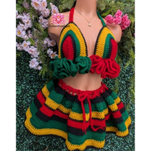 Rasta outfit festival outfit ruffle carnival Outfit crochet top skirt bikini bottom festival skirt Jamaican afropunk festival bohemian style