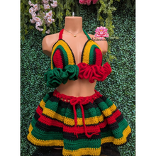 Rasta outfit festival outfit ruffle carnival Outfit crochet top skirt bikini bottom festival skirt Jamaican afropunk festival bohemian style