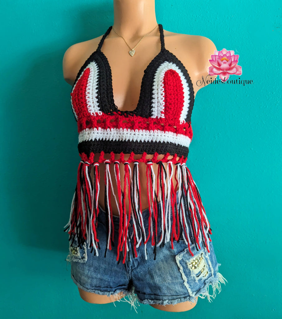 Trinidad Fringe Bralette, festival crop top, crochet top, beach skirt ...