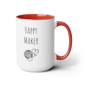 Happy maker mug Knitting lover mug Crochet lover gift heart yarn mug gift for her Mug funny gift for wife Coffee Mugs tea Christmas gift