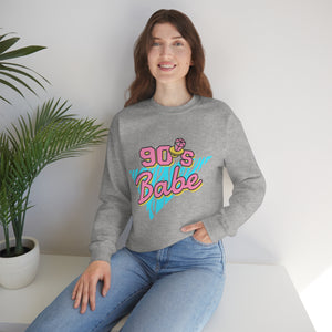 90's Babe Sweatshirt, Pink blue shirt, Unisex Heavy Blend Crewneck Sweatshirt