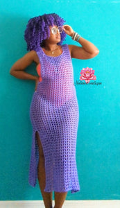Purple Beach dress Vacation dress mesh dress