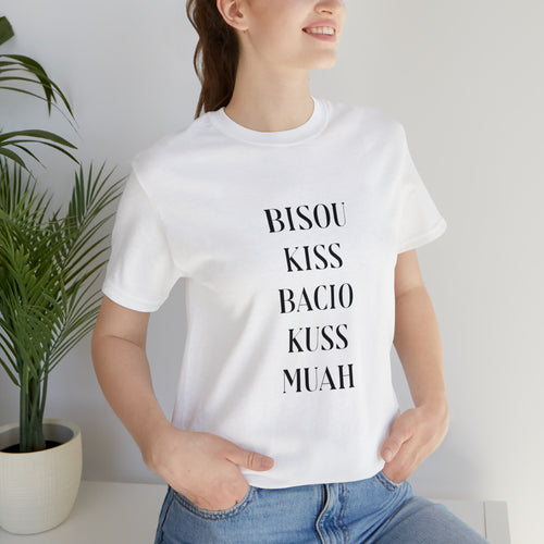 Bisou kiss shirt, travel shirt, best friend trip, girls vacation trip, Unisex Jersey Short Sleeve Tee