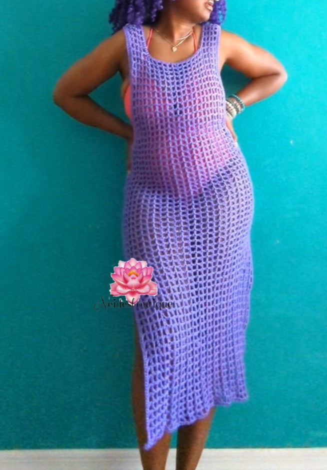 Purple Beach dress Vacation dress mesh dress X-Large / Red