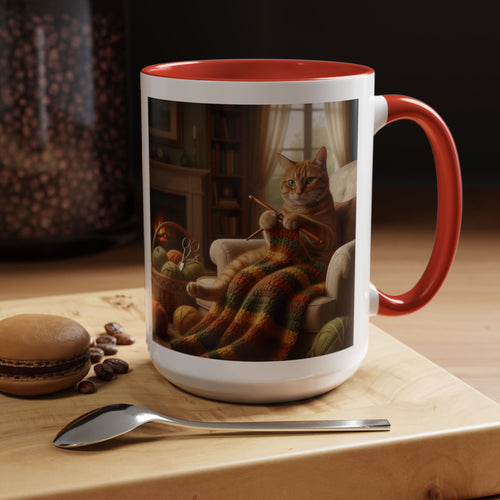 Cute Orange cat knitting mug Crochet cat coffee mug coffee yarn lover Mug Coffee Cup It's a Good Day to start fresh Mug, coworker Gift Mug for Coffee