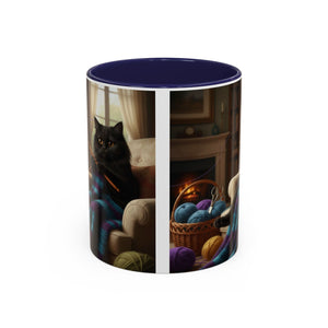 Cute Black cat knitting mug Crochet cat coffee mug coffee yarn lover Mug Coffee Cup It's a Good Day to start fresh Mug, coworker Gift Mug for Coffee