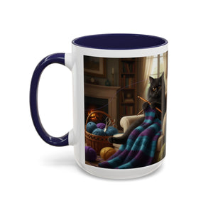 Cute Black cat knitting mug Crochet cat coffee mug coffee yarn lover Mug Coffee Cup It's a Good Day to start fresh Mug, coworker Gift Mug for Coffee