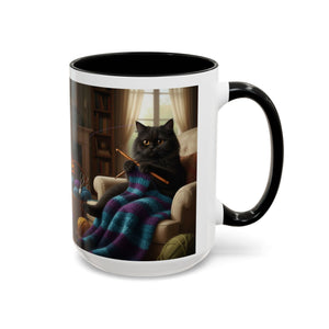 Cute Black cat knitting mug Crochet cat coffee mug coffee yarn lover Mug Coffee Cup It's a Good Day to start fresh Mug, coworker Gift Mug for Coffee