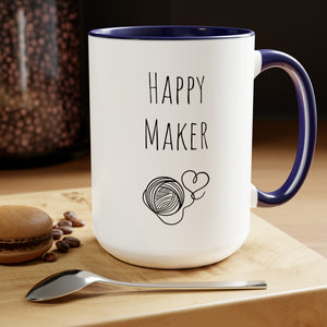 Happy maker mug Knitting lover mug Crochet lover gift heart yarn mug gift for her Mug funny gift for wife Coffee Mugs tea Christmas gift